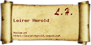 Leirer Herold névjegykártya